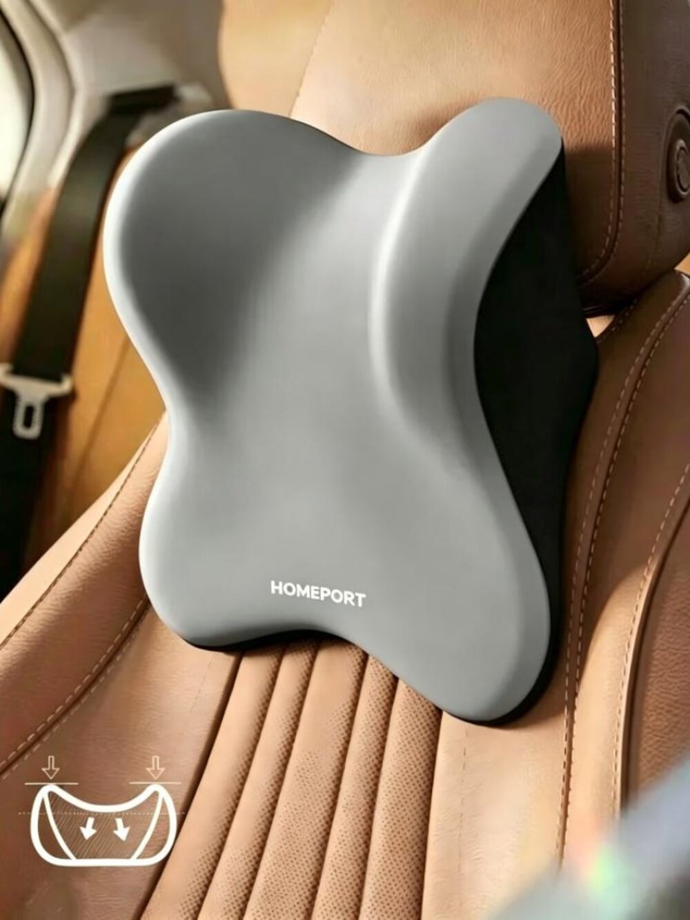 Grey Neck Pillow for Travel, Car, Office, and Home Use